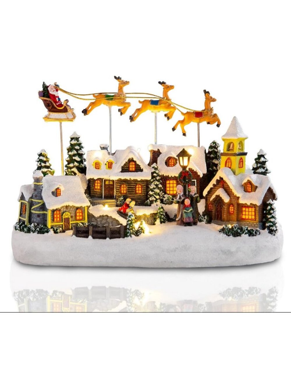 Lighted Musical Christmas Village Display | Animated Santa & Deer Decor